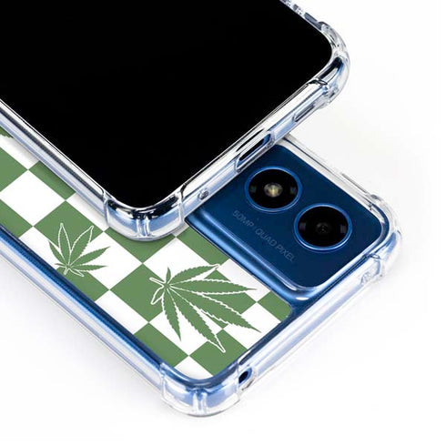 Marijuana Green Checkered Moto G 5G (2024) Clear Case